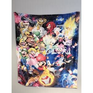 Sega Sonic and Super Mario Fleece Throw Blanket 50x60